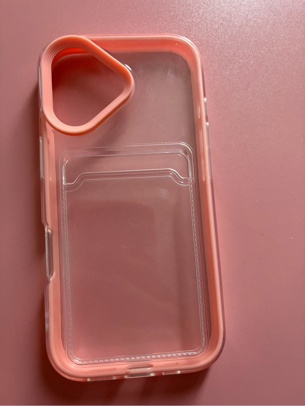 Pink Clear Protective iPhone 17 Case with Card Slot